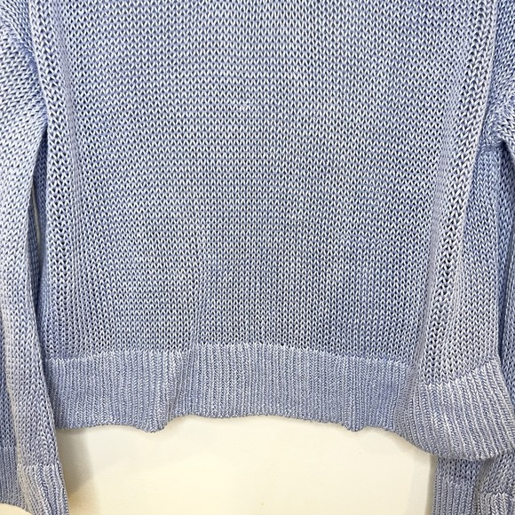 BANANA REPUBLIC Linen Sailor Sweater Light Blue Foldover Collar Oversize XS/S - Picture 4 of 8